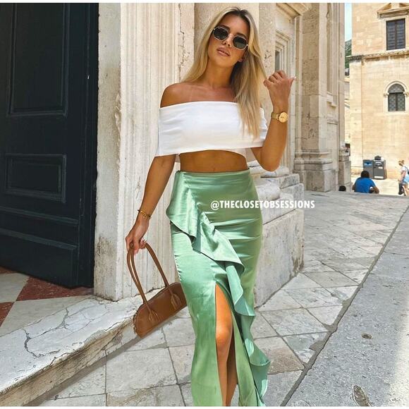 ZARA High-Waisted Midi Skirt NWT - Picture 3 of 16